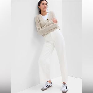 High Rise Wide Leg White Jeans